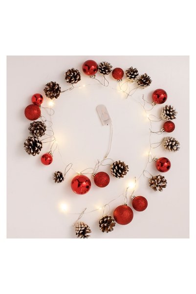 Jumbo Set Ornamente de Crăciun Globuri Roșii cu LED – 29 buc. – Lumină Festiv...