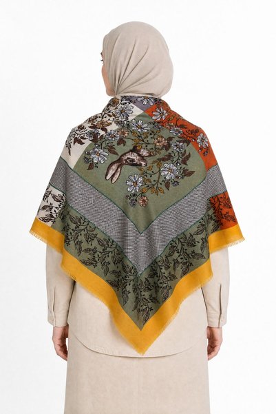 Mooncorn Rabbit Pattern Wool Cashmere Shoulder Scarf