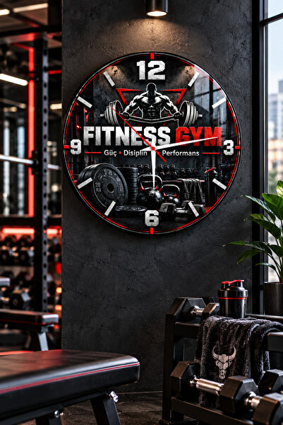 Olinpa Fitness Gym Themed Round Glass Table Clock Gym Gift