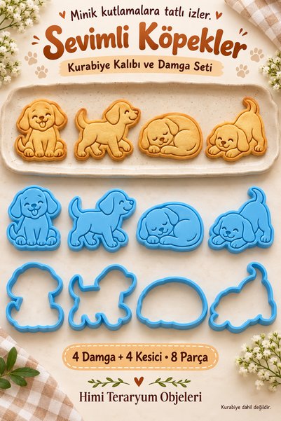 himi teraryum objeleri Cute Dogs Cookie Mold and Stamp Set with Animal Figure...