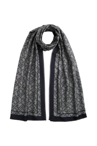 Tommy Hilfiger TH MONOGRAM JACQ SCARF Kadın Mavi Şal - AW0AW19115
