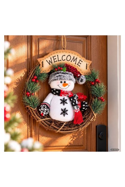 OEM COROANA OM ZAPADA FULAR ROS WELC35 cm de Crăciun – Decor Festiv pentru Ca...