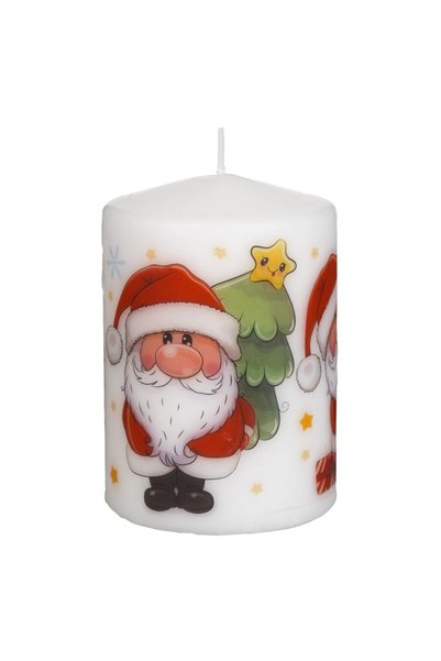 DD SHOP Lumanare Alba cu Imprimeu Mos Craciun Ø7x10.5cm - Lumanari Coloana Mo...