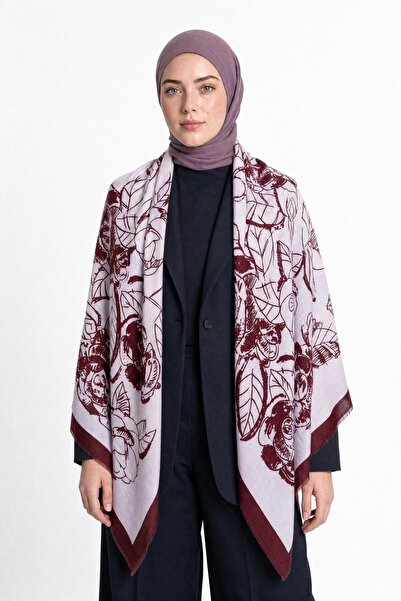 Mooncorn Rose Pattern Wool Cashmere Shoulder Shawl