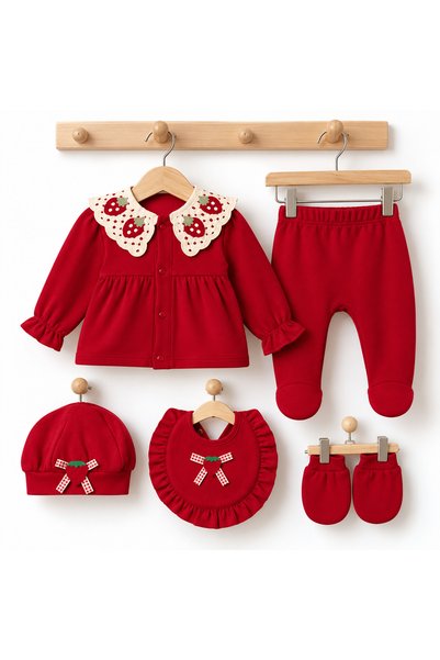 MCT Baby Wear ❤️   100% Cotton Newborn 5-Piece Hospital-Issued Baby Girl Set
