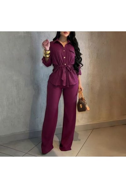 Generic Brand Patchwork Relaxed Fit Women's Shirt Sets