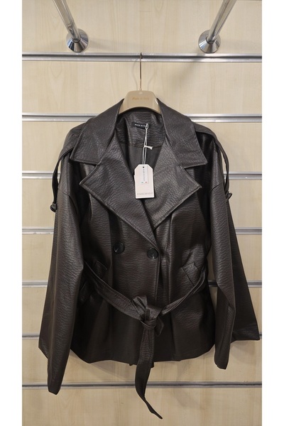 Park Moda Jachetă de damă din piele italiană cu curea