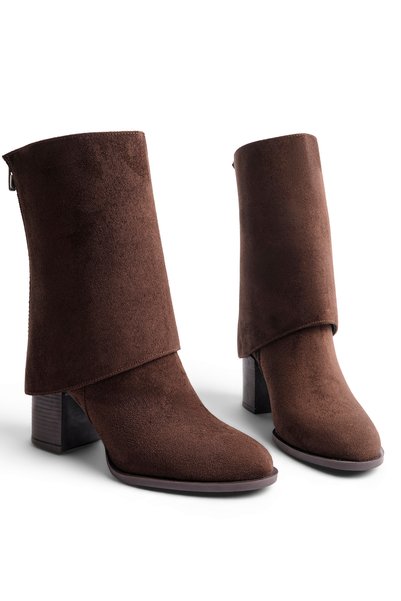 BAHRİNA Women's Thermo Rubber Sole Heeled Detachable Leggings Boots