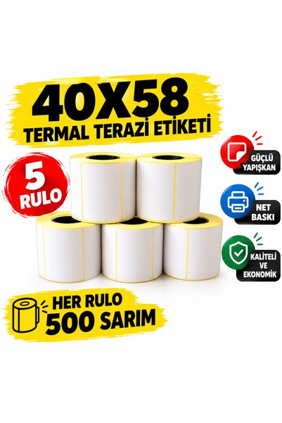 5 RULO 40X58 TERMAL TERAZİ ETİKETİ