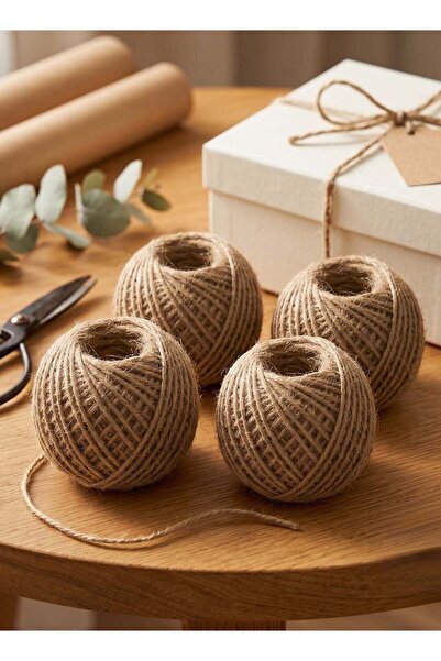 Taimi 4-Pcs 20g Natural Jute Ribbon, Eco-Friendly Burlap Rope for Gift Wrappi...