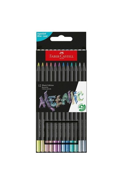 Faber Castell Φάμπερ-Καστέλ Μαύρη Έκδοση Μεταλλικά Χρωματιστά Μολύβια 12 τεμάχια