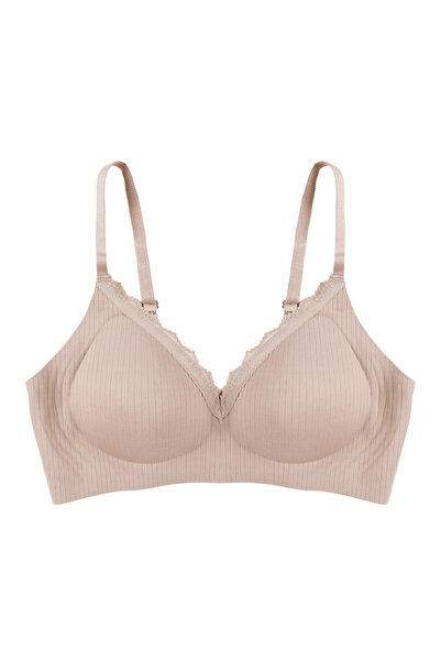 koza iç giyim Women's Ribbed Laser Seamless Lace Detailed Padded Bra