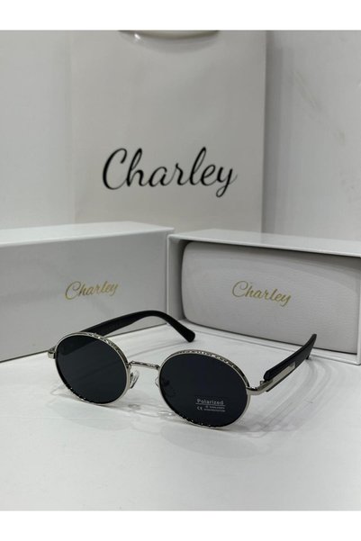 Generic Brand Charley Sunglasses Men Round Silver Frame Black Polarized Lense...