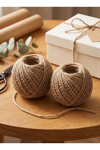 Taimi 2-Pcs 20g Natural Jute Ribbon, Eco-Friendly Burlap Rope for Gift Wrappi...