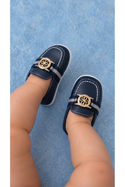 Rocha Baby Metal Buckle and Ribbon Detailed Baby Moccasin Shoes