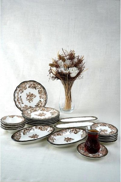 İD FİNE Porser Porselen Velour Brown Fulya Kahvaltı Takımı 20 Parça