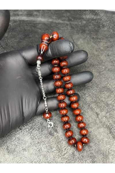 Mos Tespih High-End Shalami Cut Ottoman Simile Crimped Amber Prayer Beads