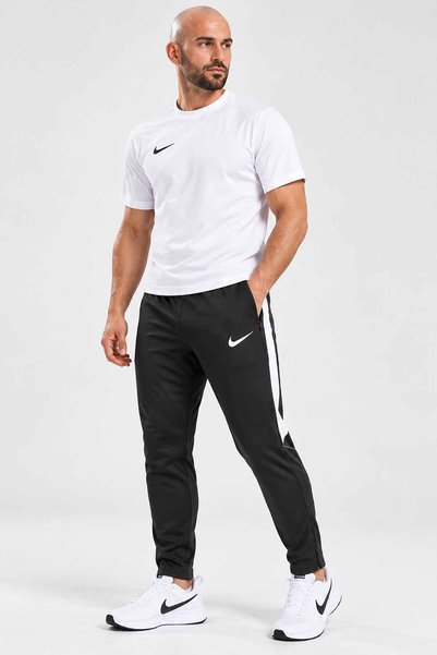Nike Erkek Siyah Dri-FIT Eşofman Altı Fermuarlı Cep Paça Beyaz Şeritli Teknik...