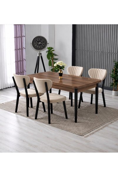 Ceviz mutfak masası takımı yemek masası takımı salon masası masa sandalye takımı 6 kişilik