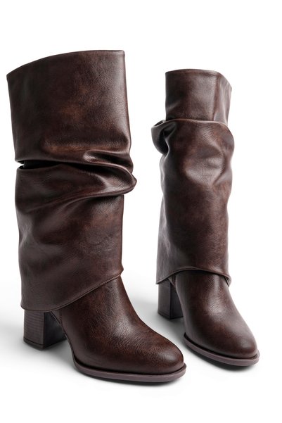 BAHRİNA Women's Thermo Rubber Sole Heeled Detachable Bellows Gaiter Boots