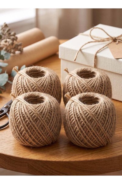 Taimi 4-Pcs 50g Natural Jute Ribbon, Eco-Friendly Burlap Rope for Gift Wrappi...