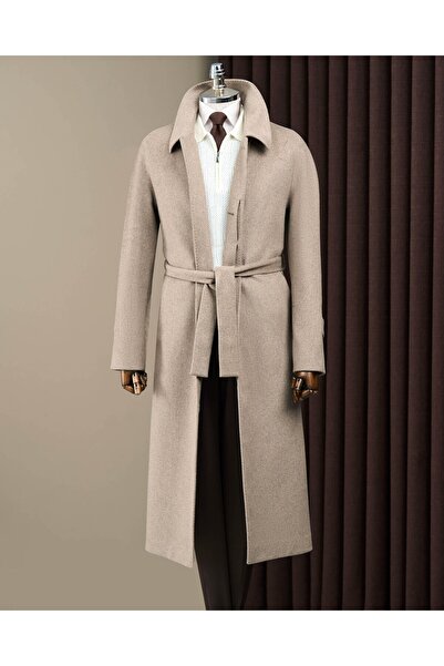 TerziAdemAltun Slim Fit Shirt Collar Raglan Sleeve Long Cashmere Men's Coat B...
