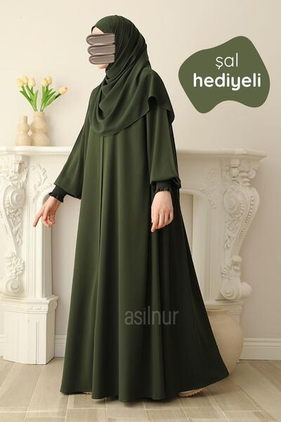 ASİLNUR Ahsen Mevlana Ferace Shawl Gift Set Khaki