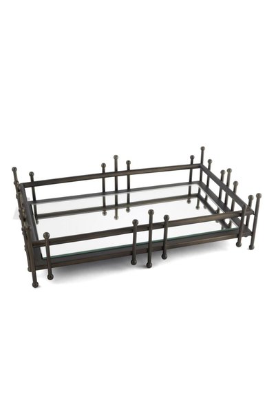 Mikasa Moor صينية قفصية عتيقة من البرونز مع مرآة 47x27x13 سم