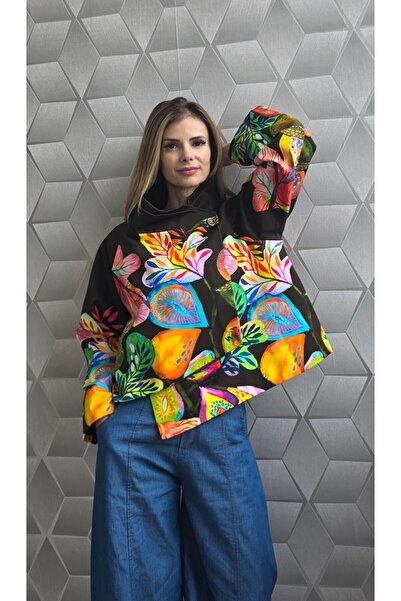 MAXORA SHOP Coralia asymmetric Cotton jacket with Printed