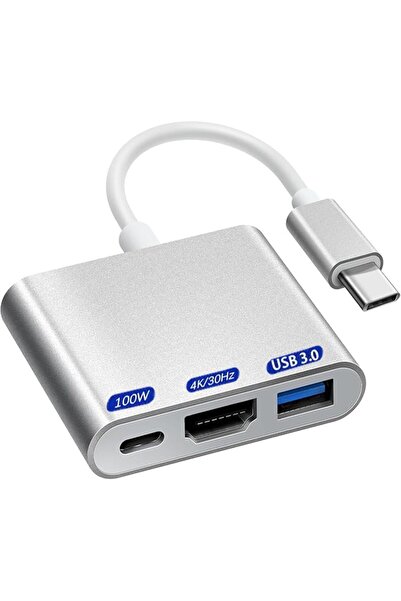 GENERAL محول USB C إلى HDMI متعدد المنافذ لهاتف آيفون 16، وماك بوك برو - مخرج...