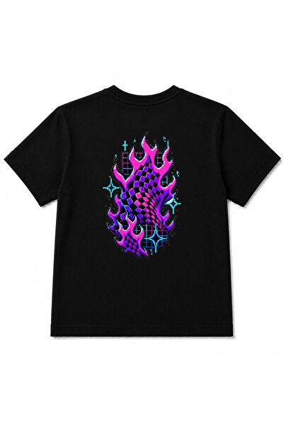 Rabona Fashion Neon Inferno Retro Piksel Plameni i Kibernetička Mreža Dječja ...