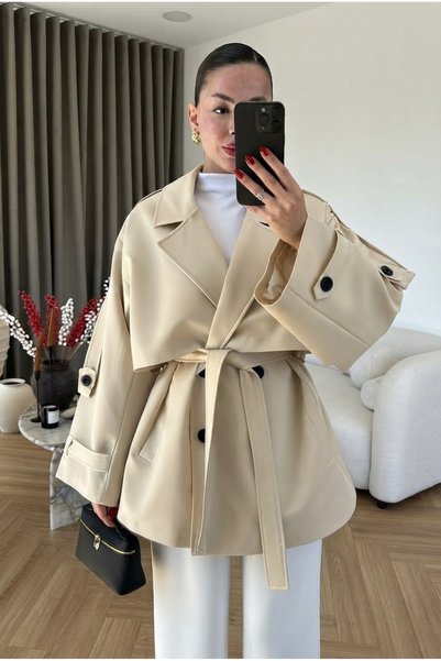 Lovely butik Trenci/Jachetă scurtă de damă - Cu mâneci bufante și cu șnururi