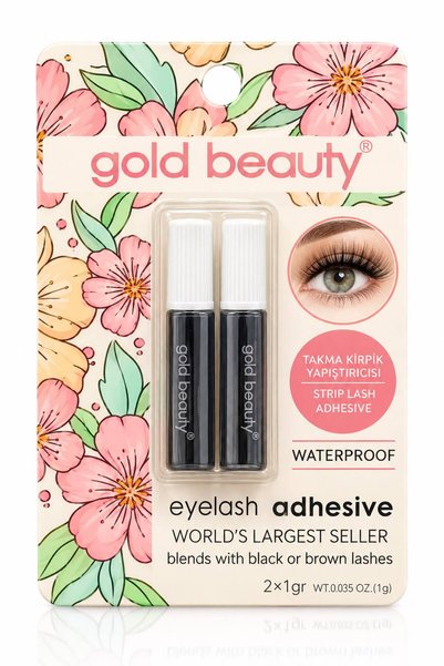 Gold Beauty 2’li Siyah Takma Kirpik Yapıştırıcısı 2x1 gr – Suya Dayanıklı, Uz...