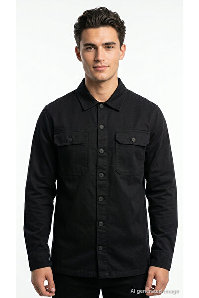 Jack & Jones Plus Men's Shirt Jacket Lumberjack Long Sleeve Flap Double Pocke...