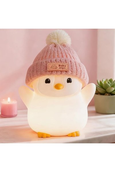 GENERAL FAMIDUO Penguin Night Light,Cute Pink Penguin Lamp with Hat,Kids Room...