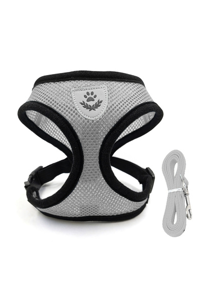 Choice M Grey Adjustable Cat Dog Harness Leash Set Reflective Escape Proof Me...