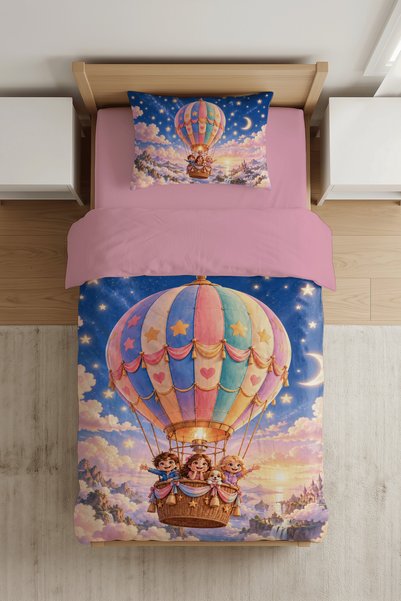 Luvis Store Magic Journey Flying Balloon Patterned Single Girl's Duvet Cover ...