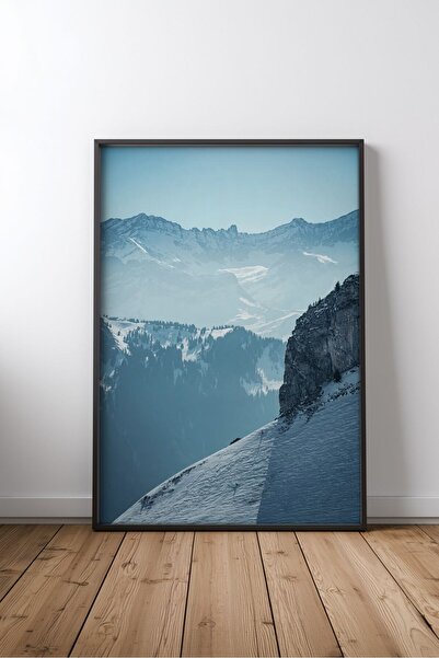 KEYFHOME Munți înzăpeziți Peisaj de iarnă Tablou înrămat MDF Poster Decor de ...