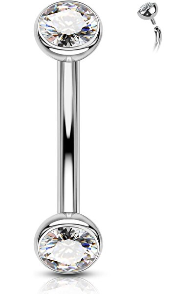 GENERAL حلقة سرة البطن من التيتانيوم من COCHARM مقاس 14G مع حجر زركونيا شفاف،...
