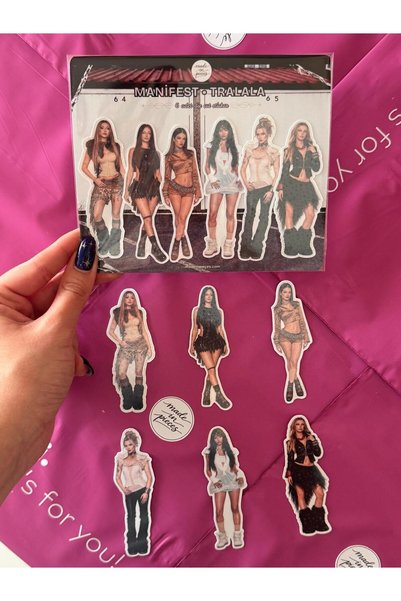 Made in Pieces Manifest Sticker – Tralala Sticker Card 6 Manifest Girl Star Hologram Coated Die Cut Sticker Glittery Custom Cut Label
