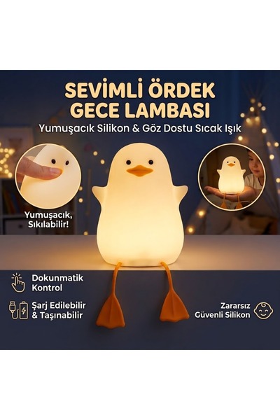 Genel Markalar RGB Renk Değiştiren Sarkık Bacaklı Sevimli Ördek Gece Lambası ...
