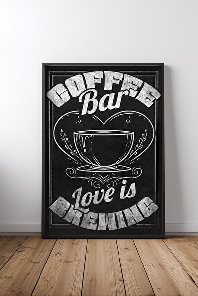 KEYFHOME Coffee Bar Love Is Brewing Kara Tahta Încadrat MDF Tablou Poster Buc...