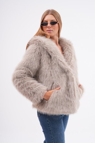 navy ESL Hooded Fur Jacket