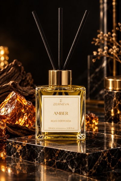 ZERNEVA Premium Amber Çubuklu Oda Kokusu 100 ml - Yoğun & Kalıcı Home Fragran...