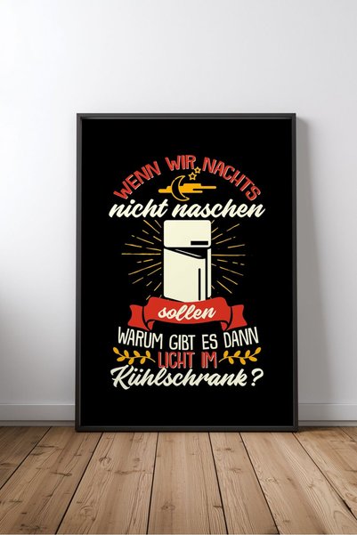 KEYFHOME Licht Im Kühlschrank Poster amuzant în limba germană, înrămat, din M...