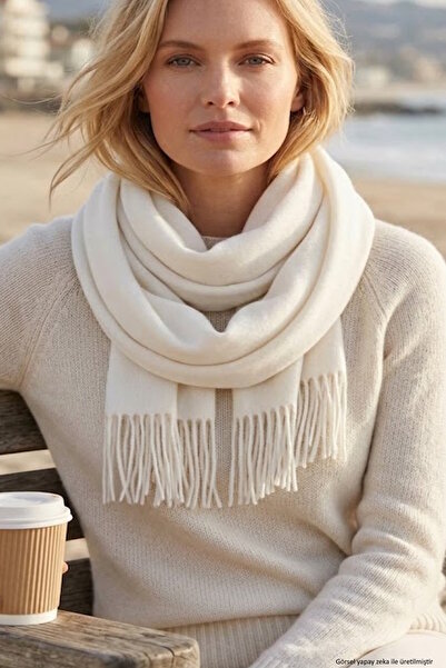 CAŞ DEKORASYON White Color Shoulder Shawl Scarf