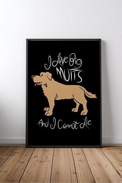KEYFHOME I Love Big Mutts Dog Written Framed MDF Painting Poster Living Room ...