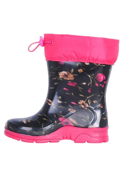 ARISAN Black Floral Girls' Waterproof Fur Boots