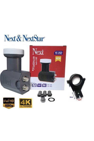 NEXT&amp;NEXTSTAR Next 2'Li İki Çıkışlı Çanak Anten Lnb'si+20 mm Lnb Kelepçes...