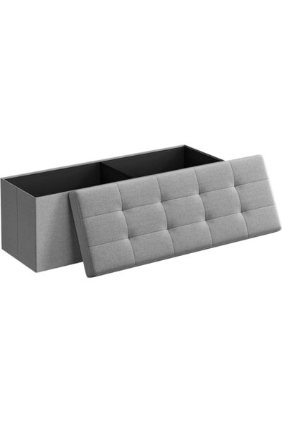 SONGMICS 43 Inches Folding Storage Ottoman Bench, Storage Chest, Foot Rest St...